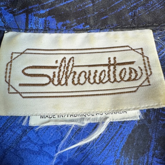 Silhouettes Women's Vintage Satin 1/2 Button Midi Dress Blue/Black 16 Formal 80s - Picture 4 of 16